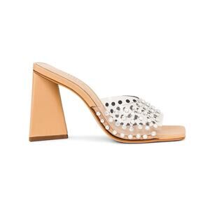 Schutz Embellished Light Nude Lizah Mule Sandals Size 10